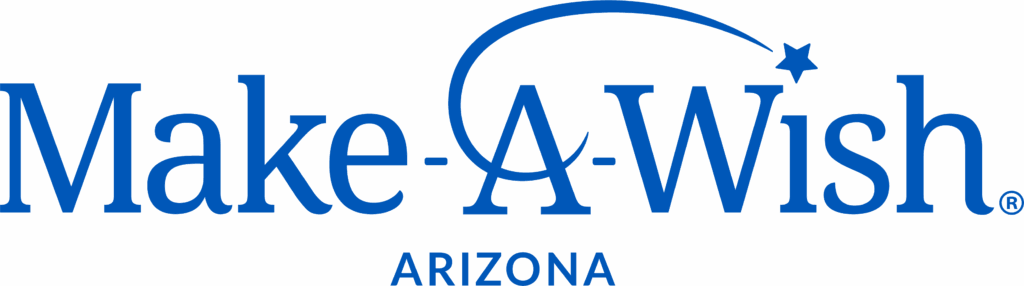 Logo of Arizona State University with a blue background.