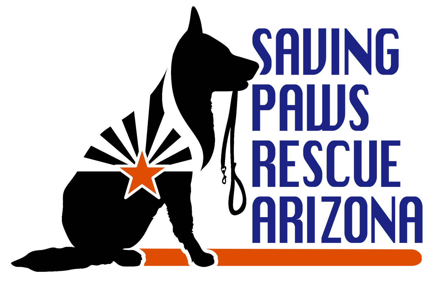 Logo featuring a dog silhouette and star with text.